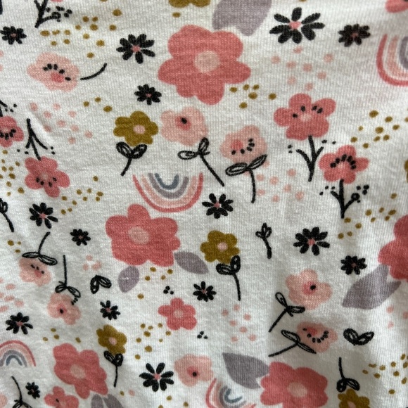 Gerber 3-6M White and Pink Floral Long Sleeve Girls Onesie - Picture 3 of 4
